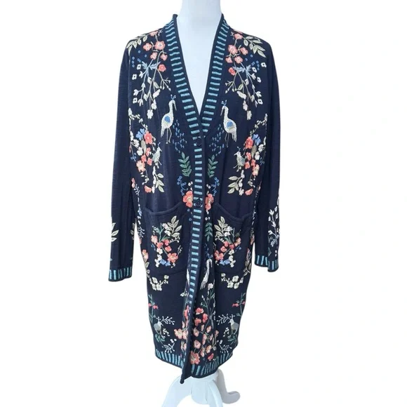 Johnny Was Navy Brooke Cardigan size M - Picture 3 of 8
